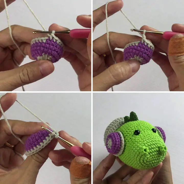 Crochet Dinosaur Head Keychain 3 Crochet Dinosaur Head Keychain