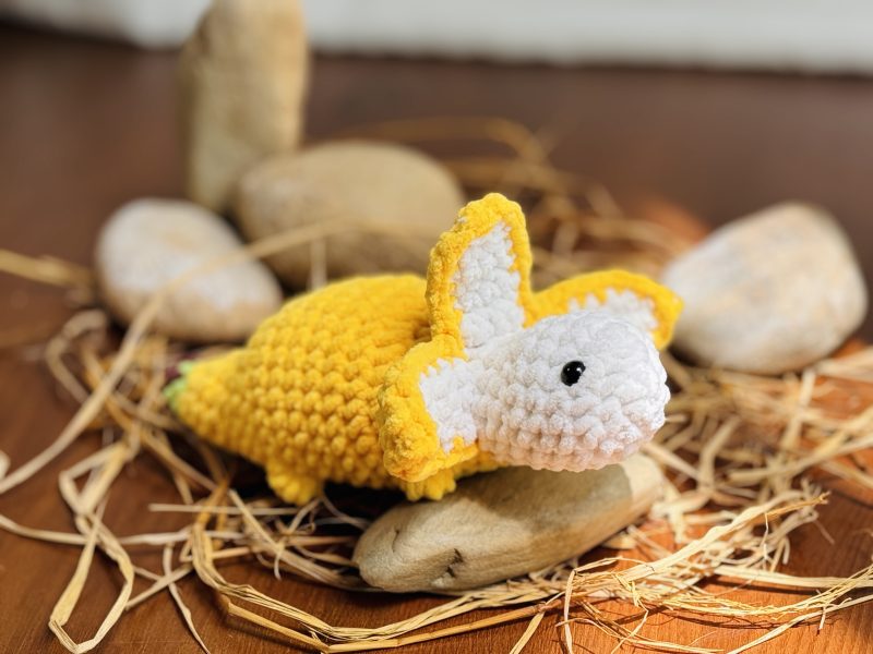 Stegosaurus Bananasaurus Crochet on the stone